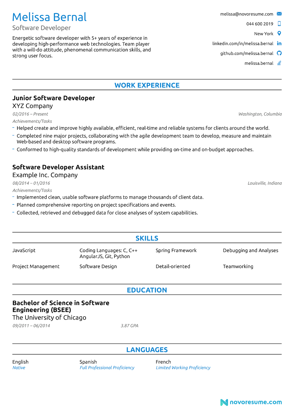 ATS-friendly software developer resume