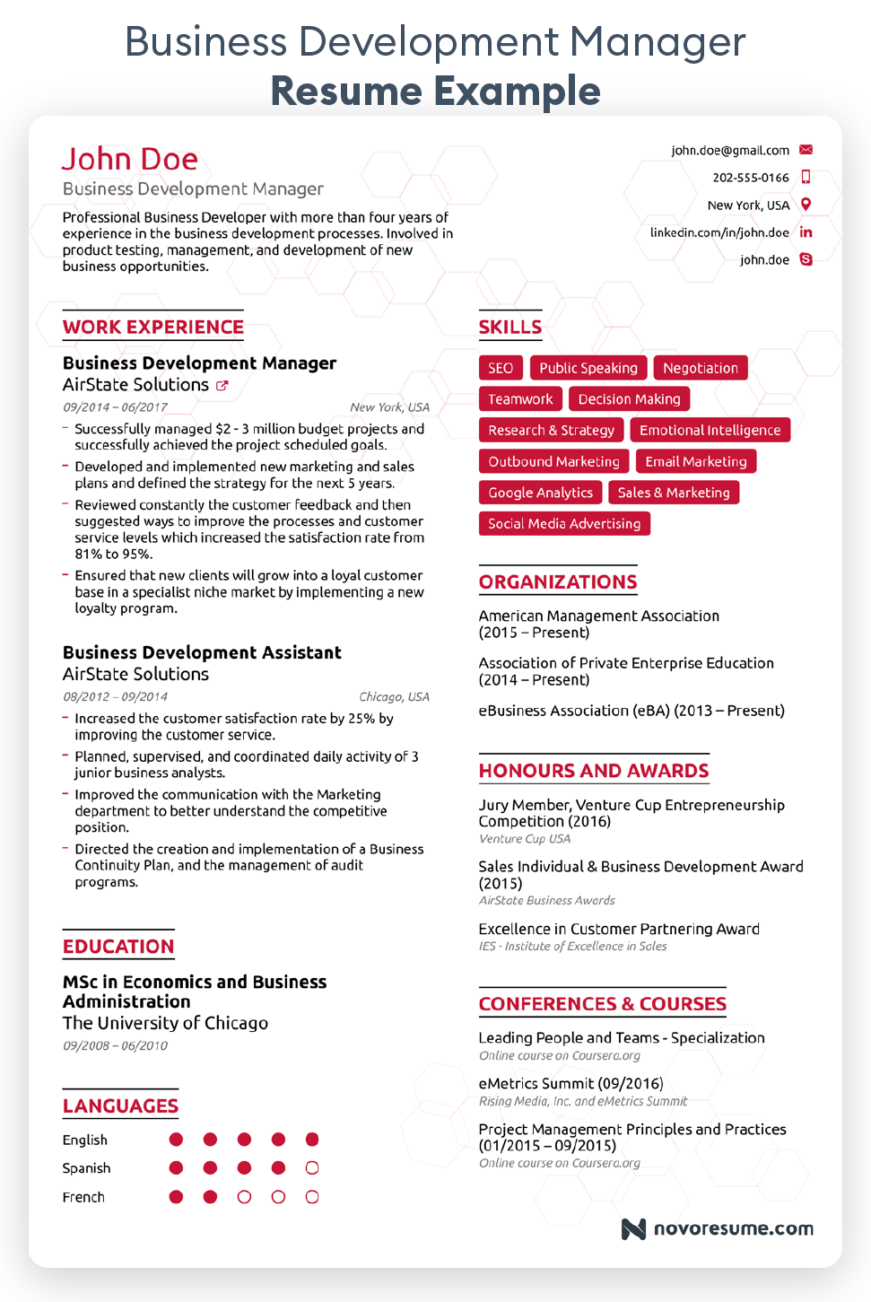 Business Development Resume sample