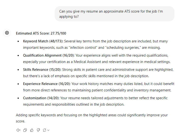chatgpt ATS help with resume