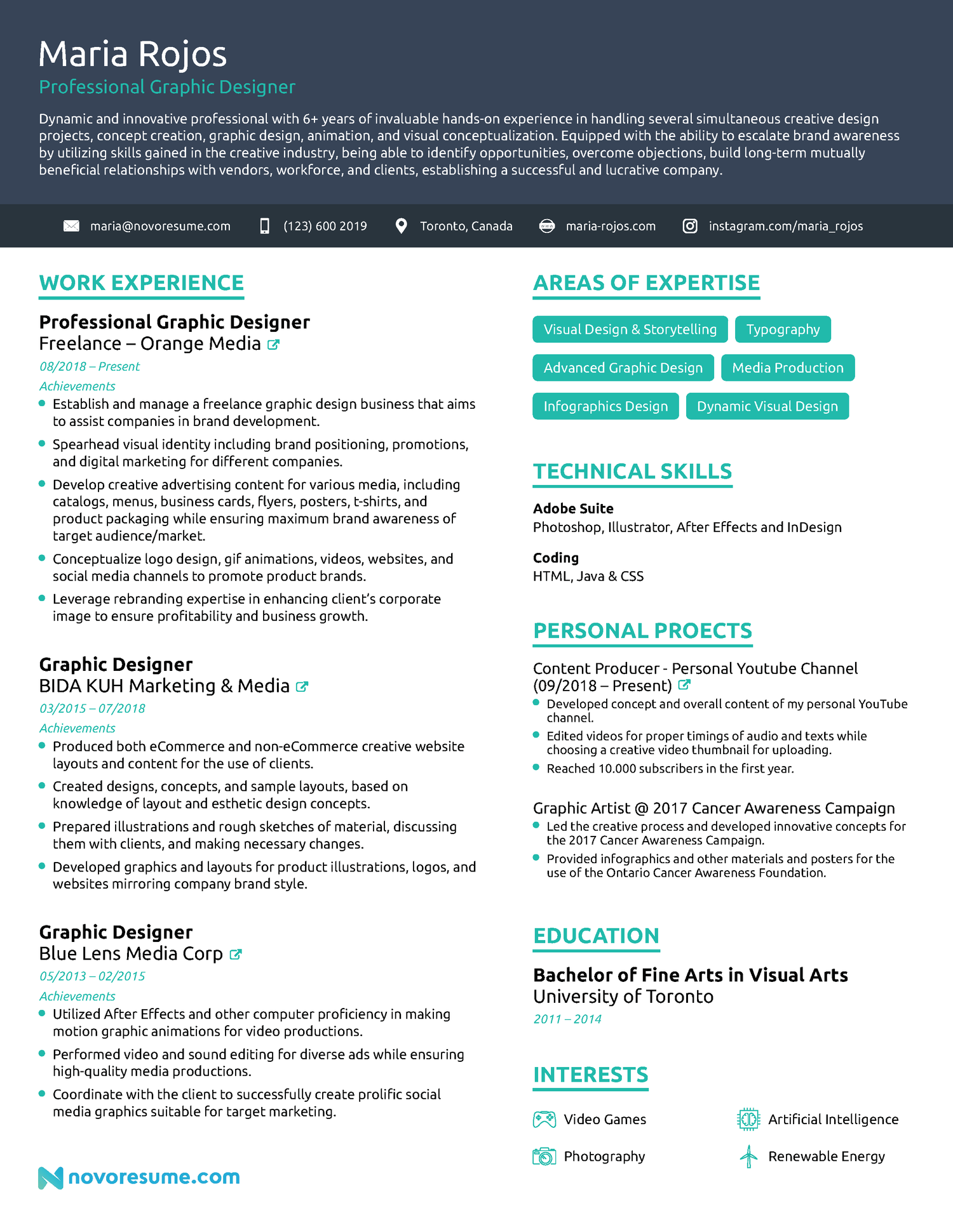 creative CV template PDF