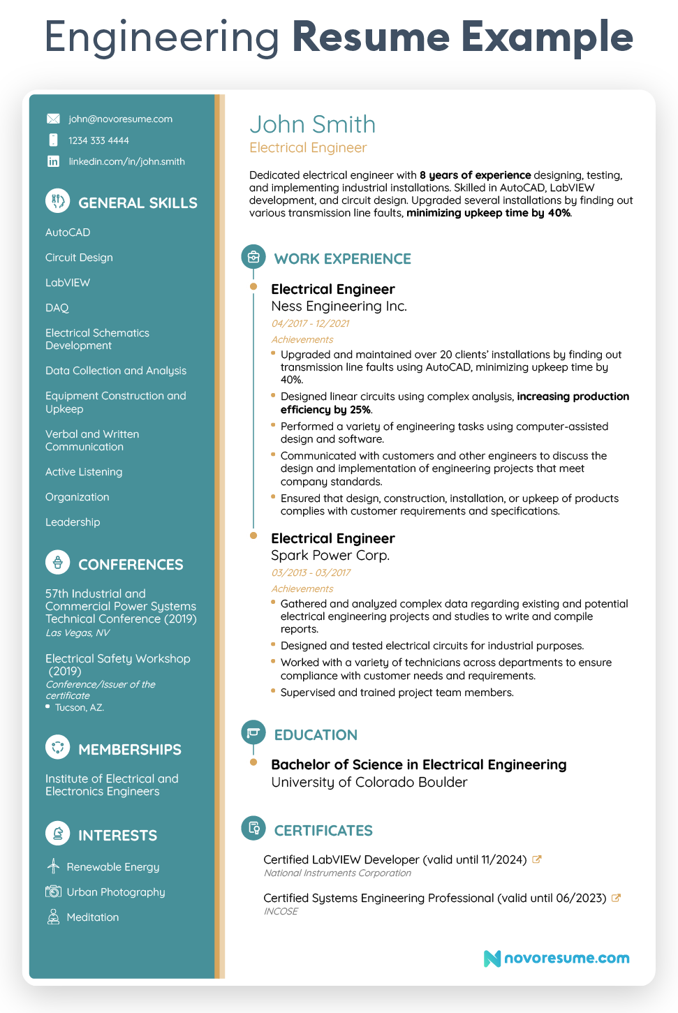 Electrical Engineer Resume example