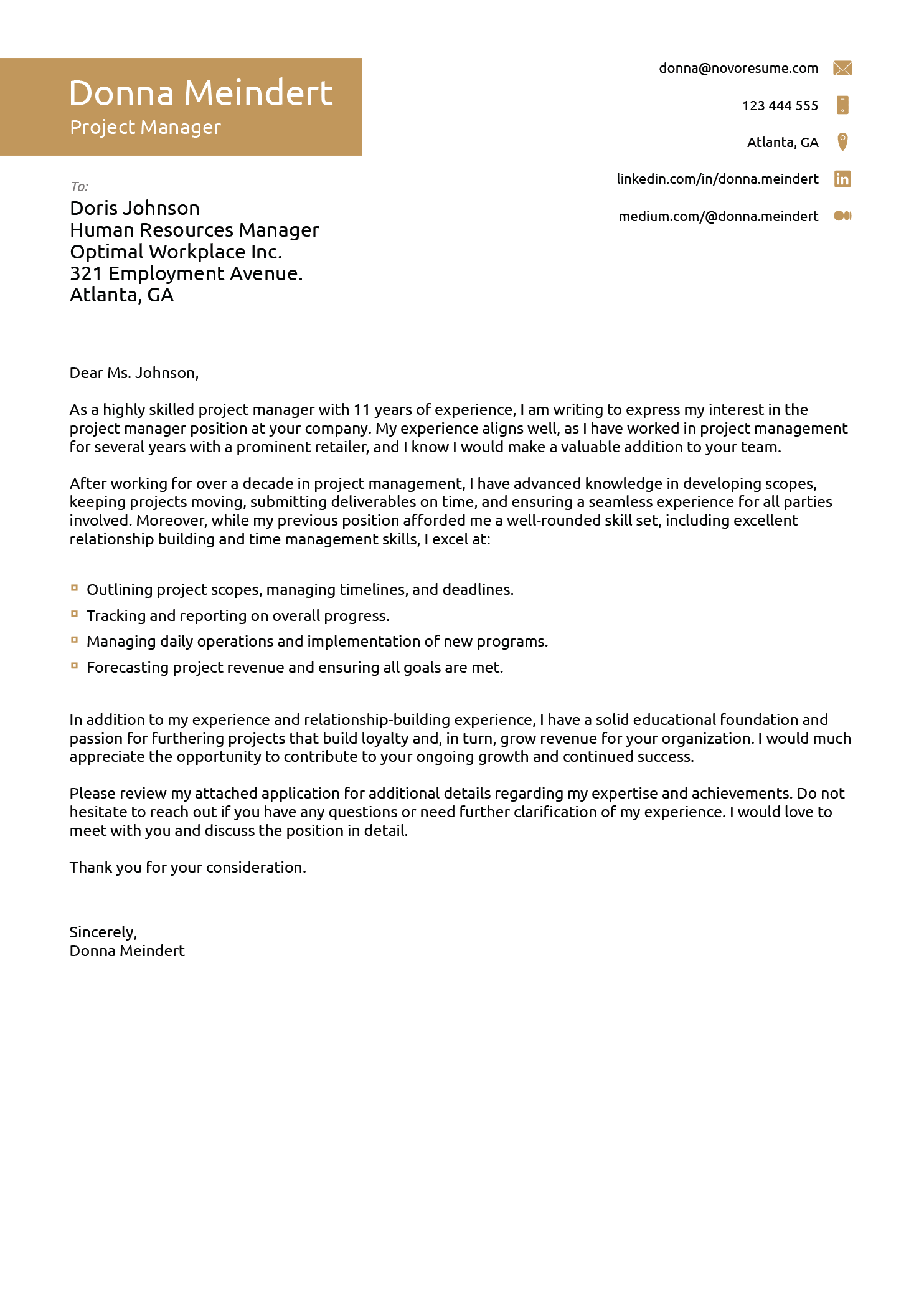 Functional Cover Letter Template