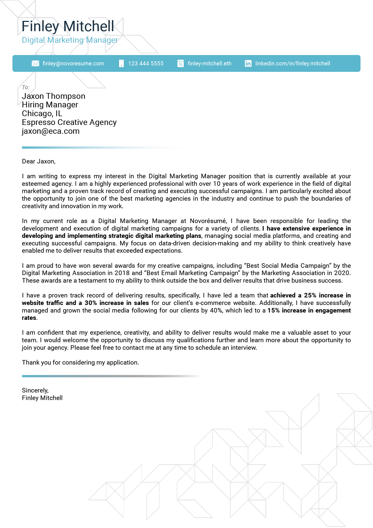 Hybrid Cover Letter Template