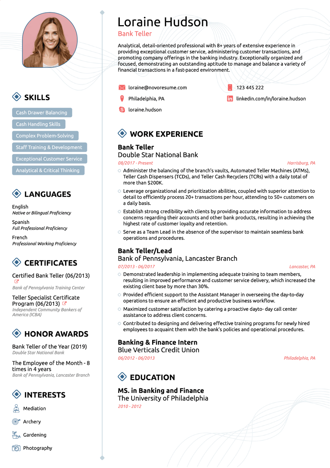 Minimalist Resume With Photo