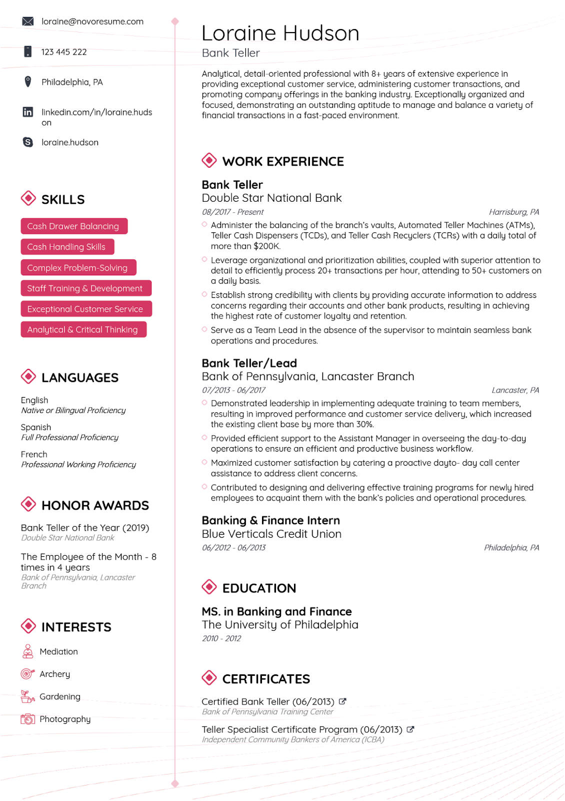 Minimalist Resume Without Photo