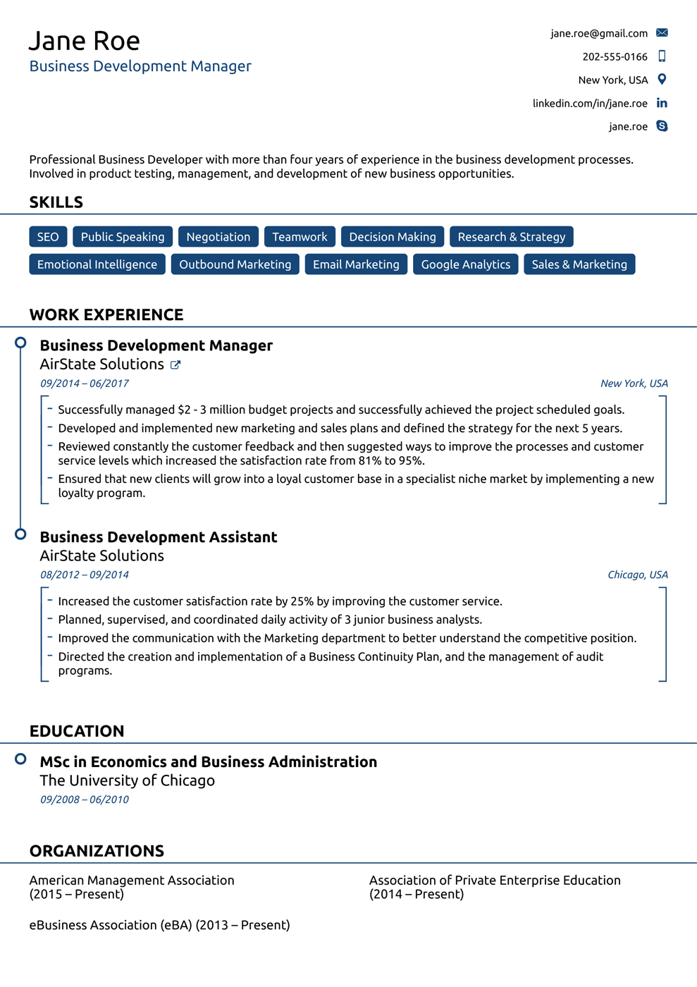 modern resume example