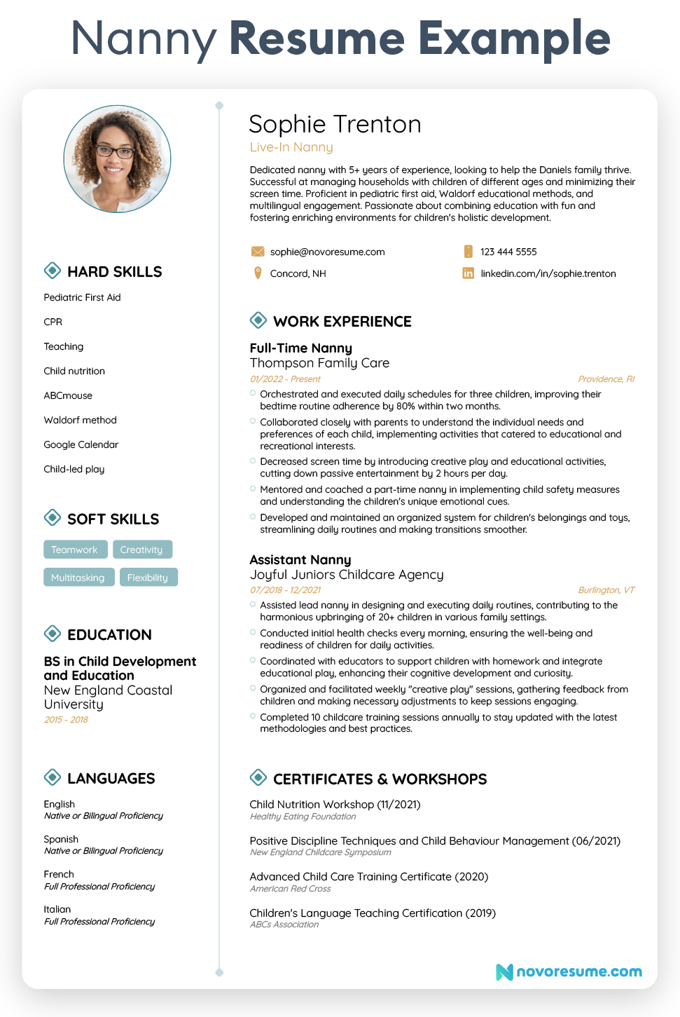 nanny resume example