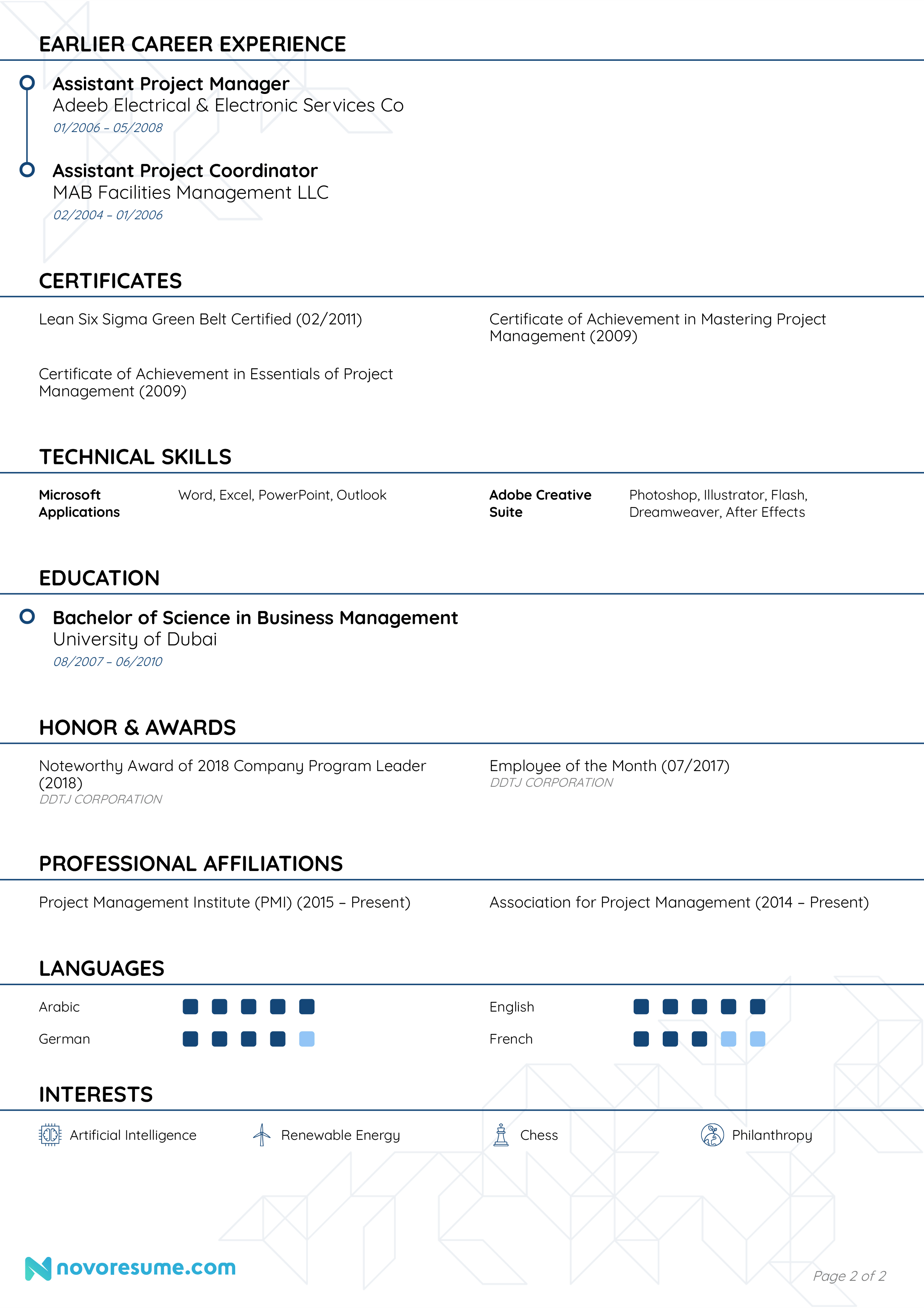 program manager resume page 2