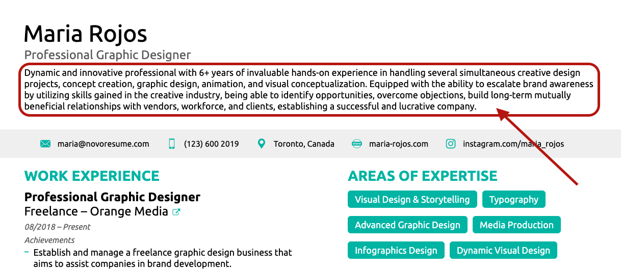 resume summary for graphic designer