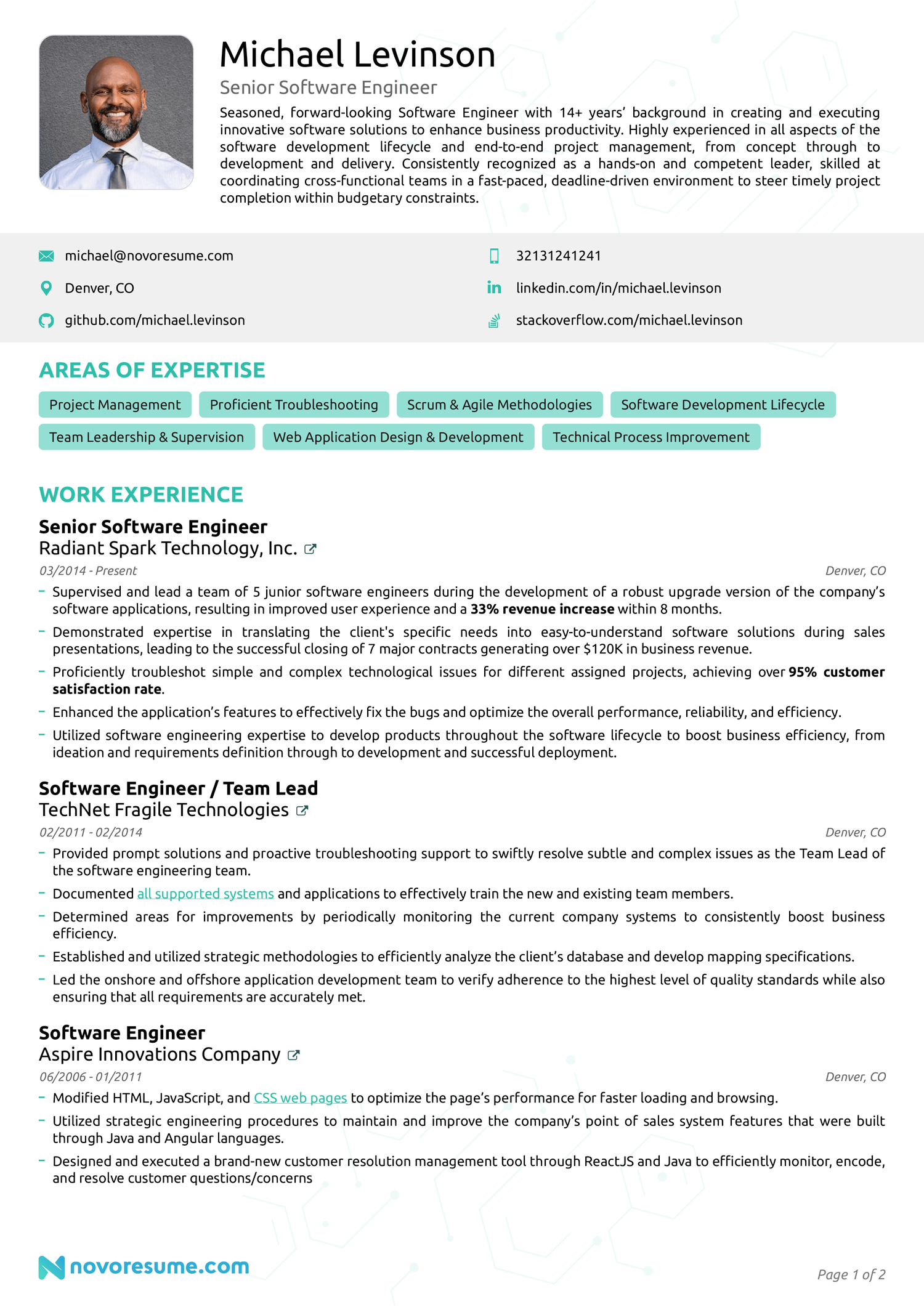 Software Engineer Resume Example