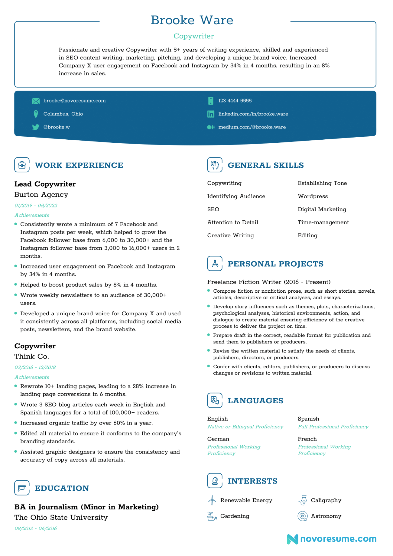 Straightforward Modern Resume