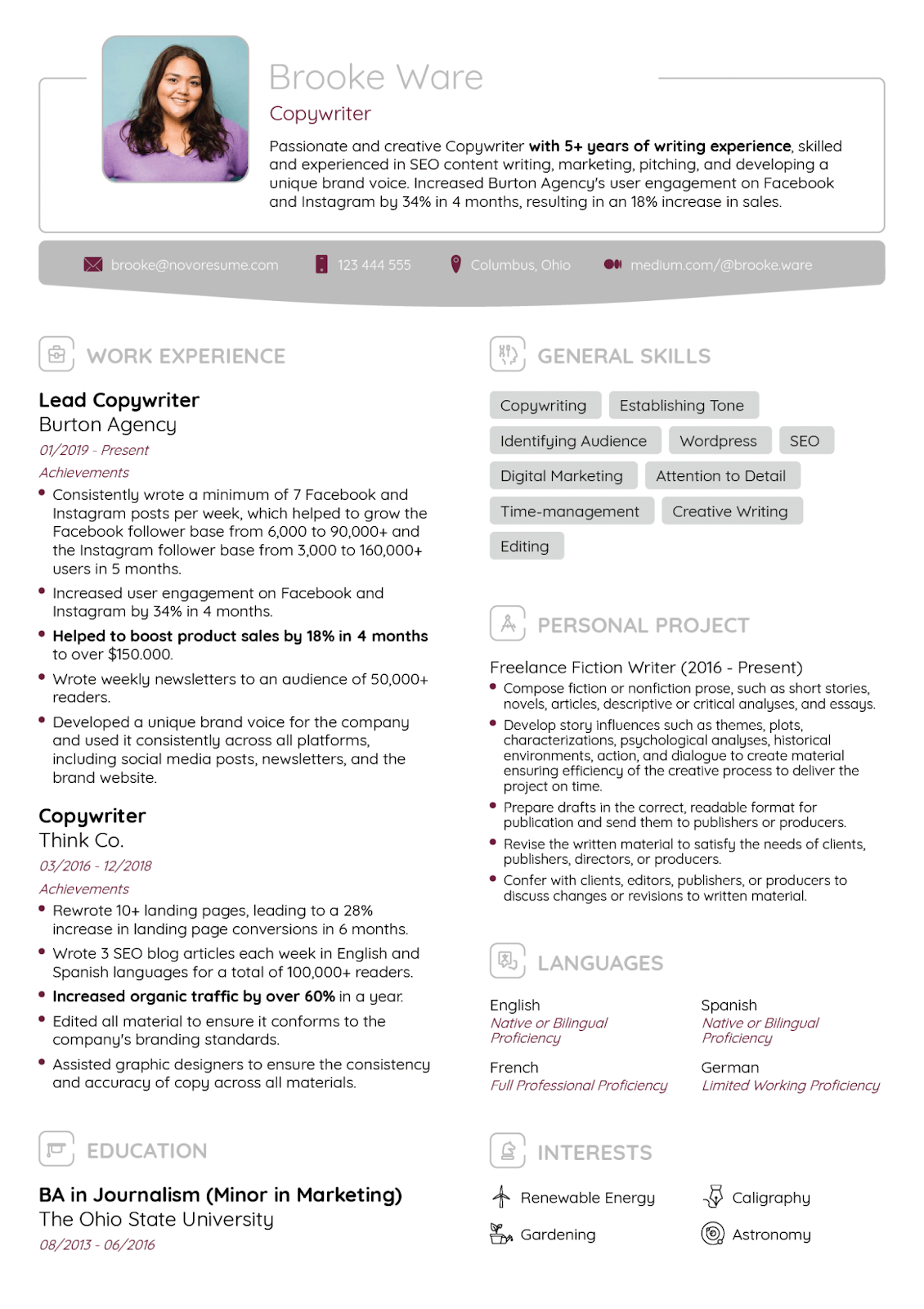 Traditional Resume With Photo