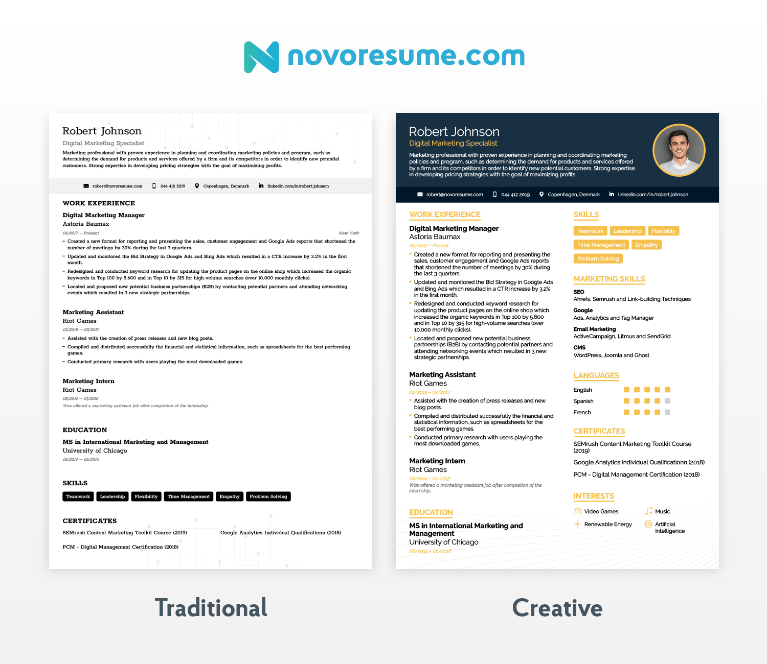 traditional vs modern resume